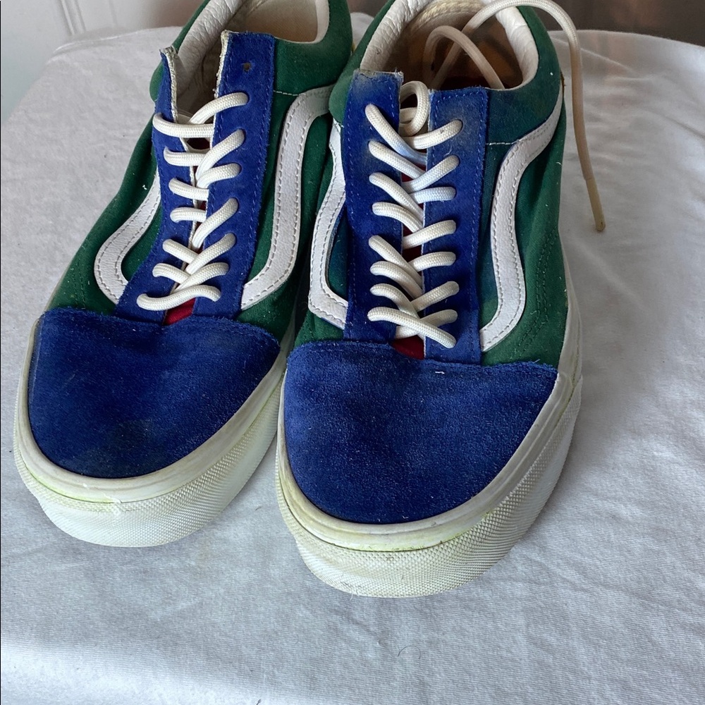 Vans Suede Lace Up Sneakers Men Size 9 Skateboard Red Blue Green Multi